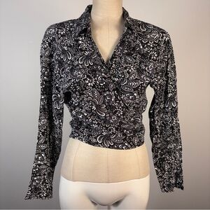 ❤️ Stradivarius Monochrome Paisley Wrap Blouse L